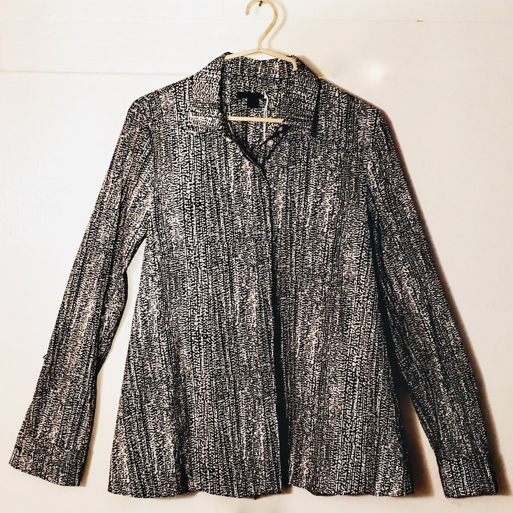 COS Lg Sleev, B.Down (hidden) B&W Swing Shirt Sz 6